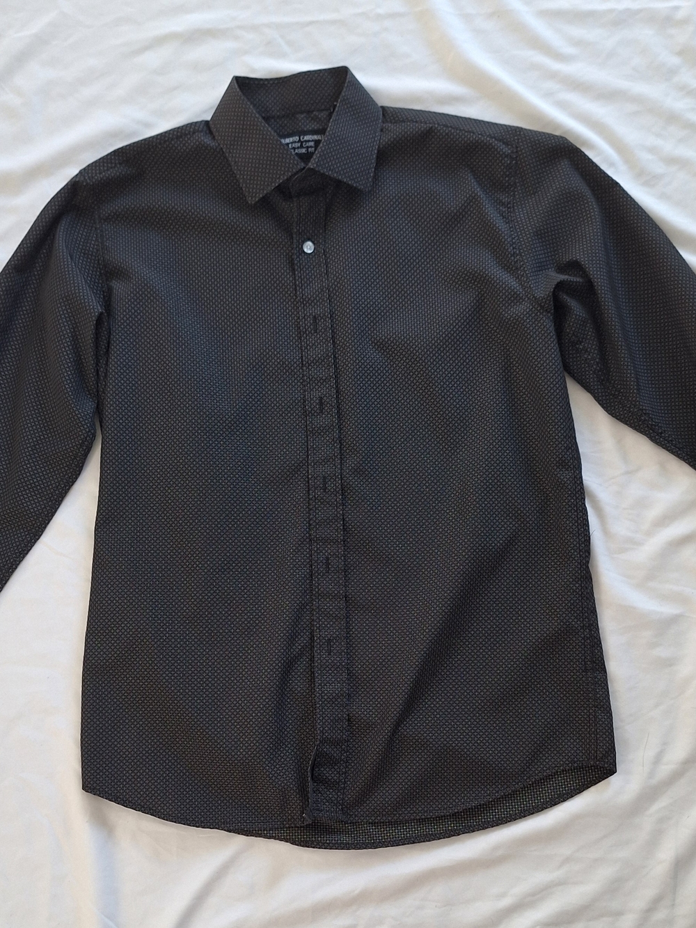 Alberto Cardinali Dress Shirt Easy Care Classic Fit M Black/Gray Check